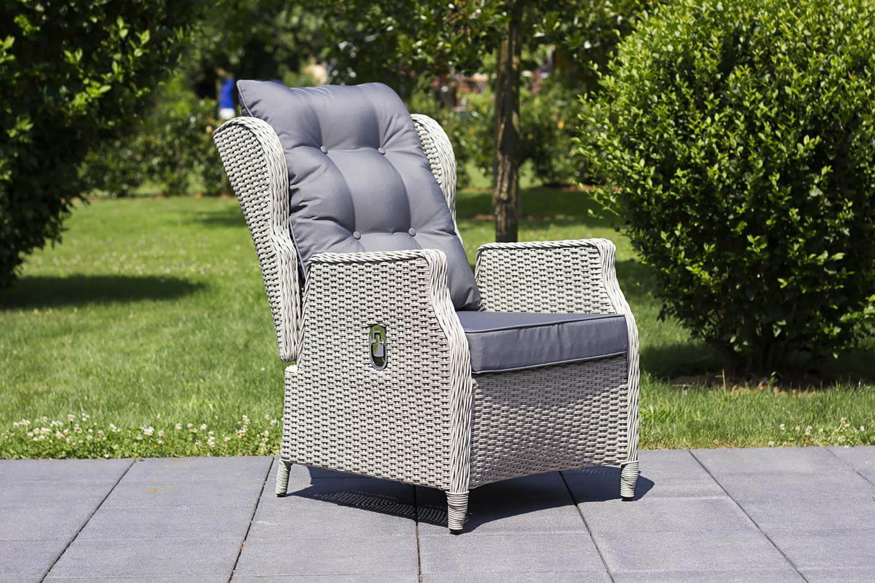 Grey rattan recliner online chair