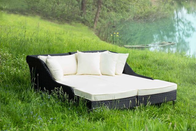 Pair of noble day bed using poly strap synthetic rattan wicker black color