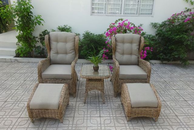 Polyrattan lounge chairs stool