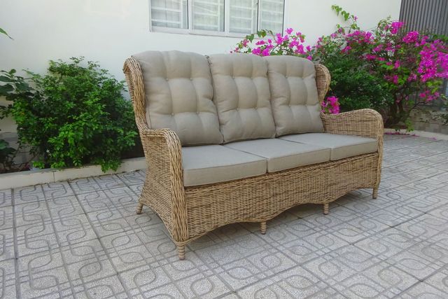 Polyrattan sofa natural